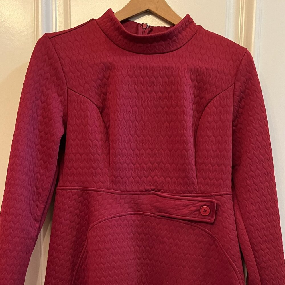 MODCLOTH Futuristic Mod Quilted Romulan Longsleeve Stand Collar Dress